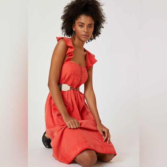 Anthropologie Pilcro Flutter Sleeve Midi Dress - Picture 4 of 16
